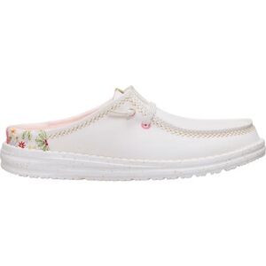 Hey Dude White Slip-On Sneakers with Pink and Multicolor Floral Accent